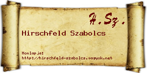 Hirschfeld Szabolcs névjegykártya